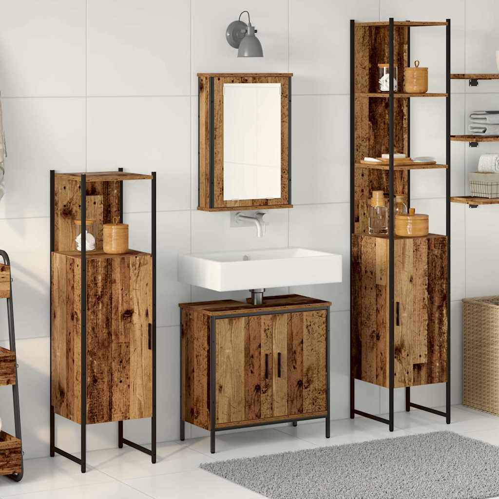 Bathroom Furniture Set with Door 4 pcs Brown 33 x 33 x 185.5 cm